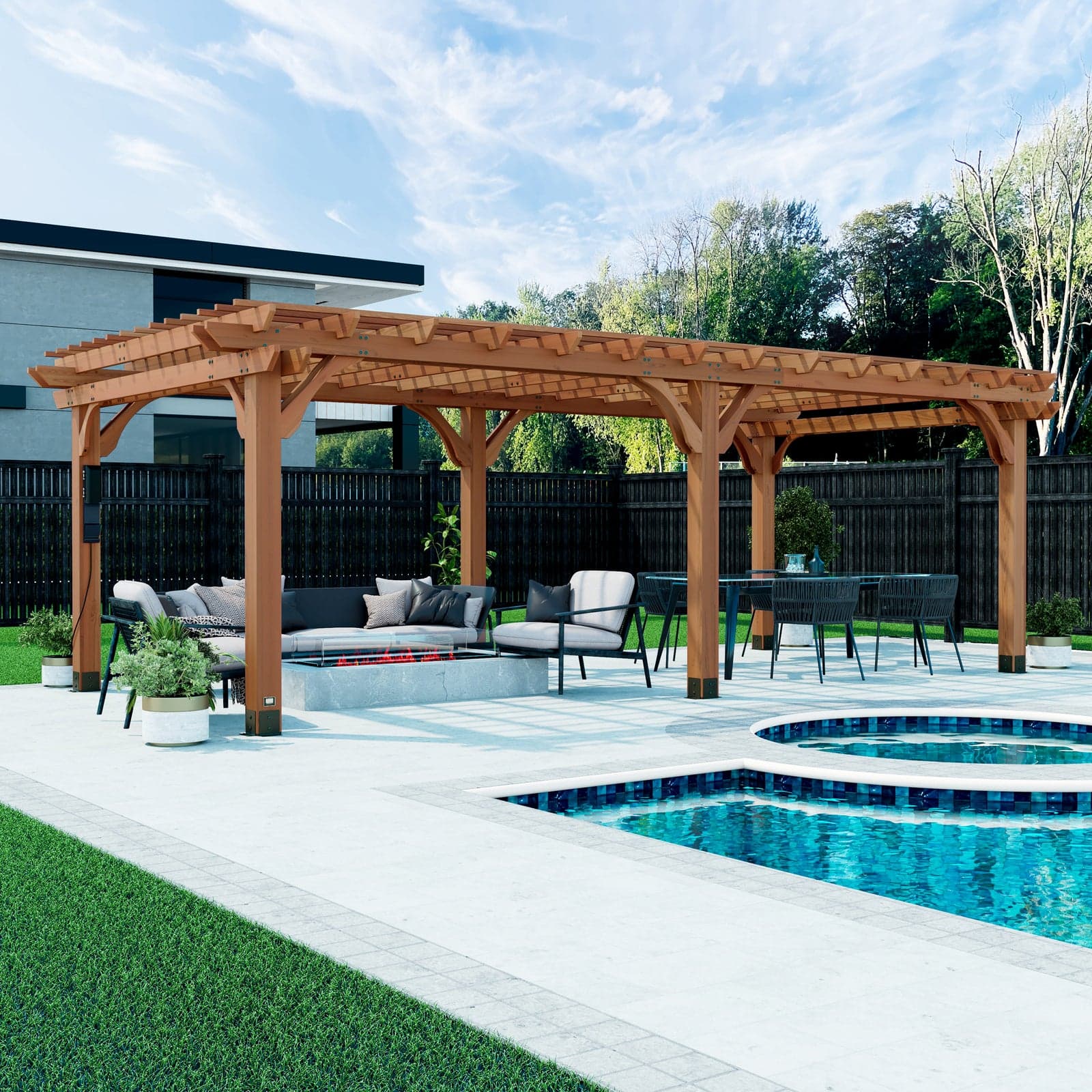 Pergola Napa 24×12 — acier barnwood