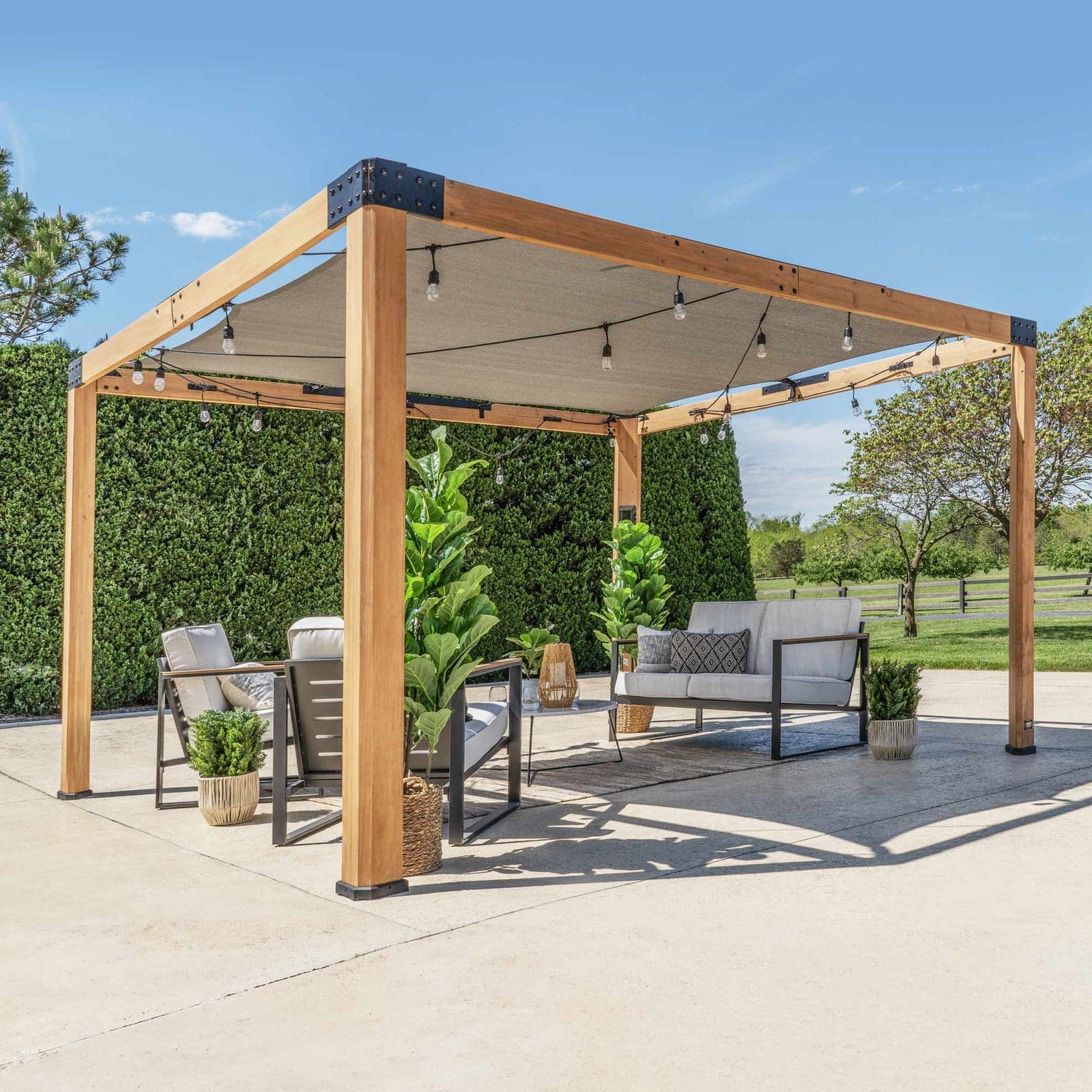 Pergola Malibu 18×10 — cèdre massif noyer