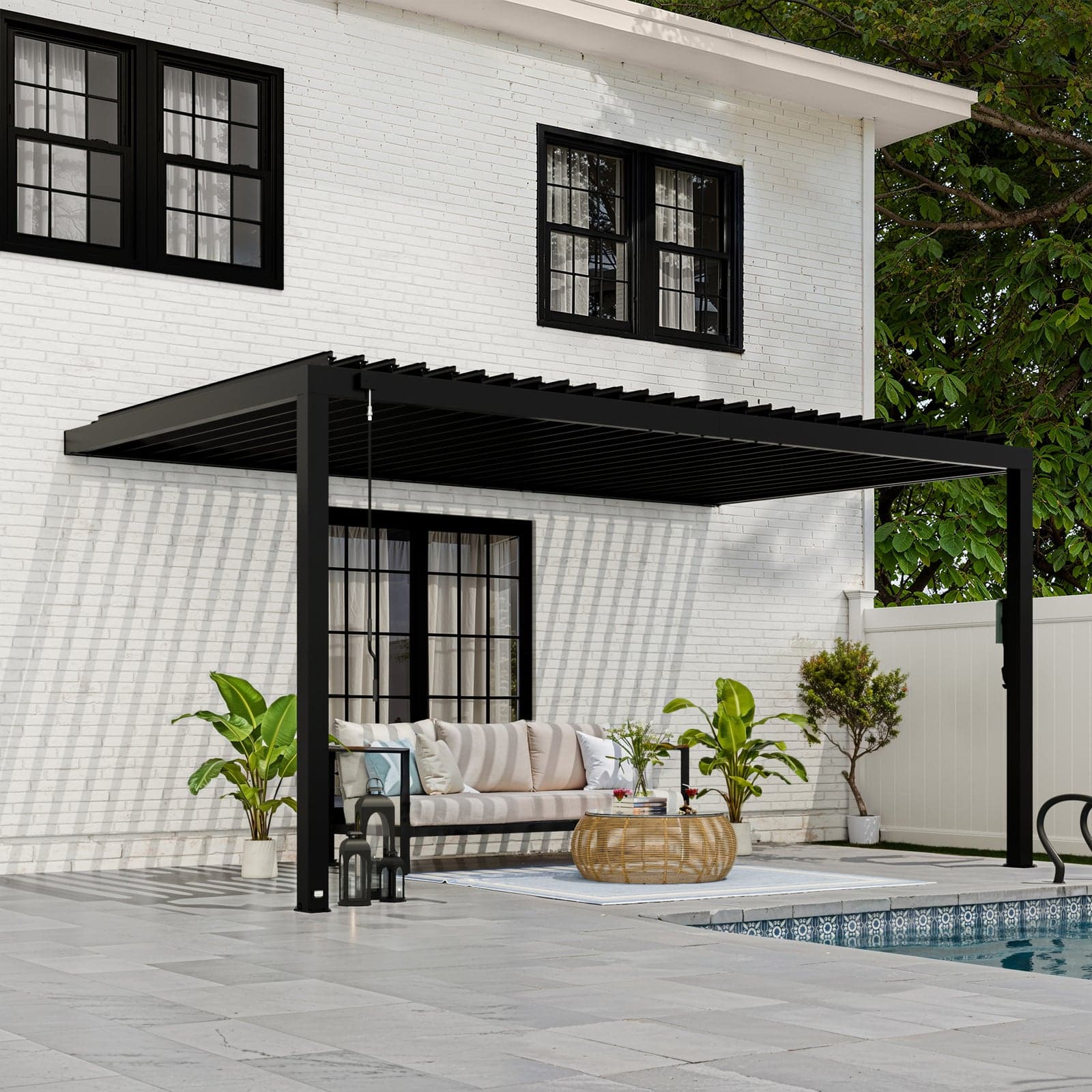 Pergola Evanston 14×10 — Adossée à lames — inspiration 3