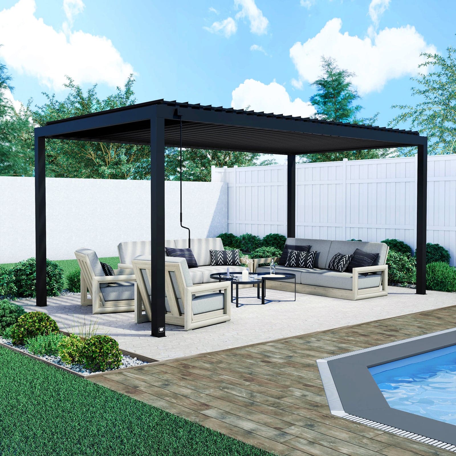 Pergola Aspenwood 14×12 — cèdre massif barnwood