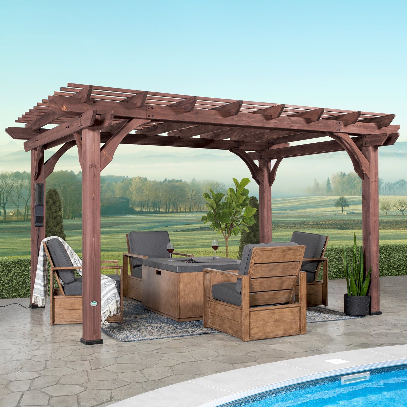 Pergola Aspenwood 20×12 — cèdre massif noir mat