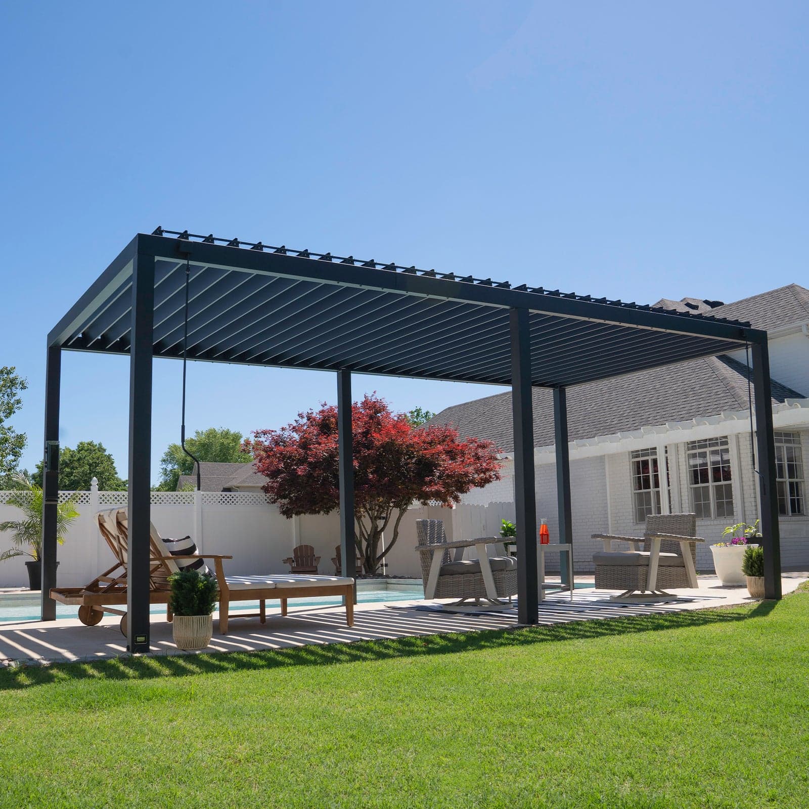 Pergola Biarritz 10×10 — acier barnwood