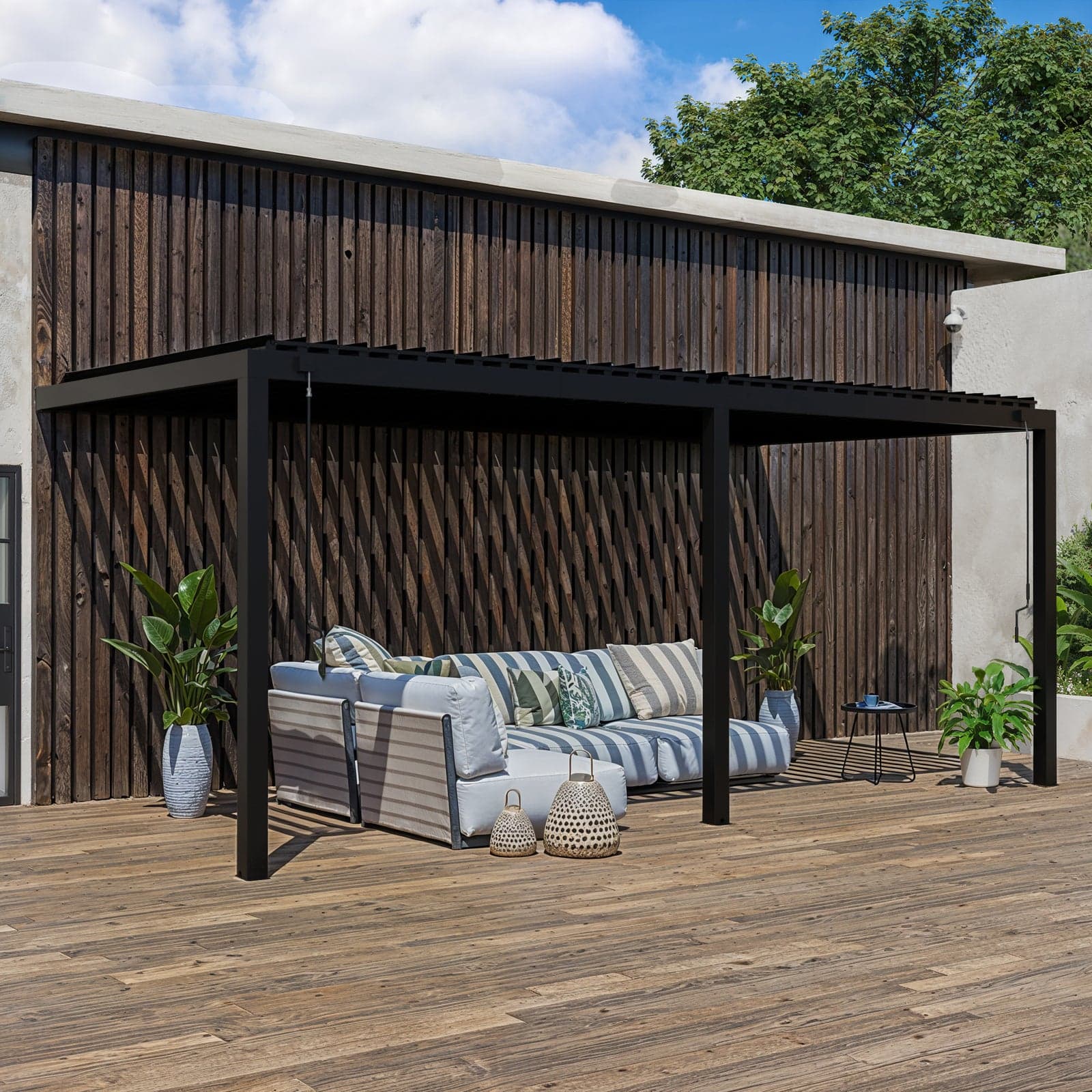 Pergola Evanston 20×10 — Adossée à lames — vue principale